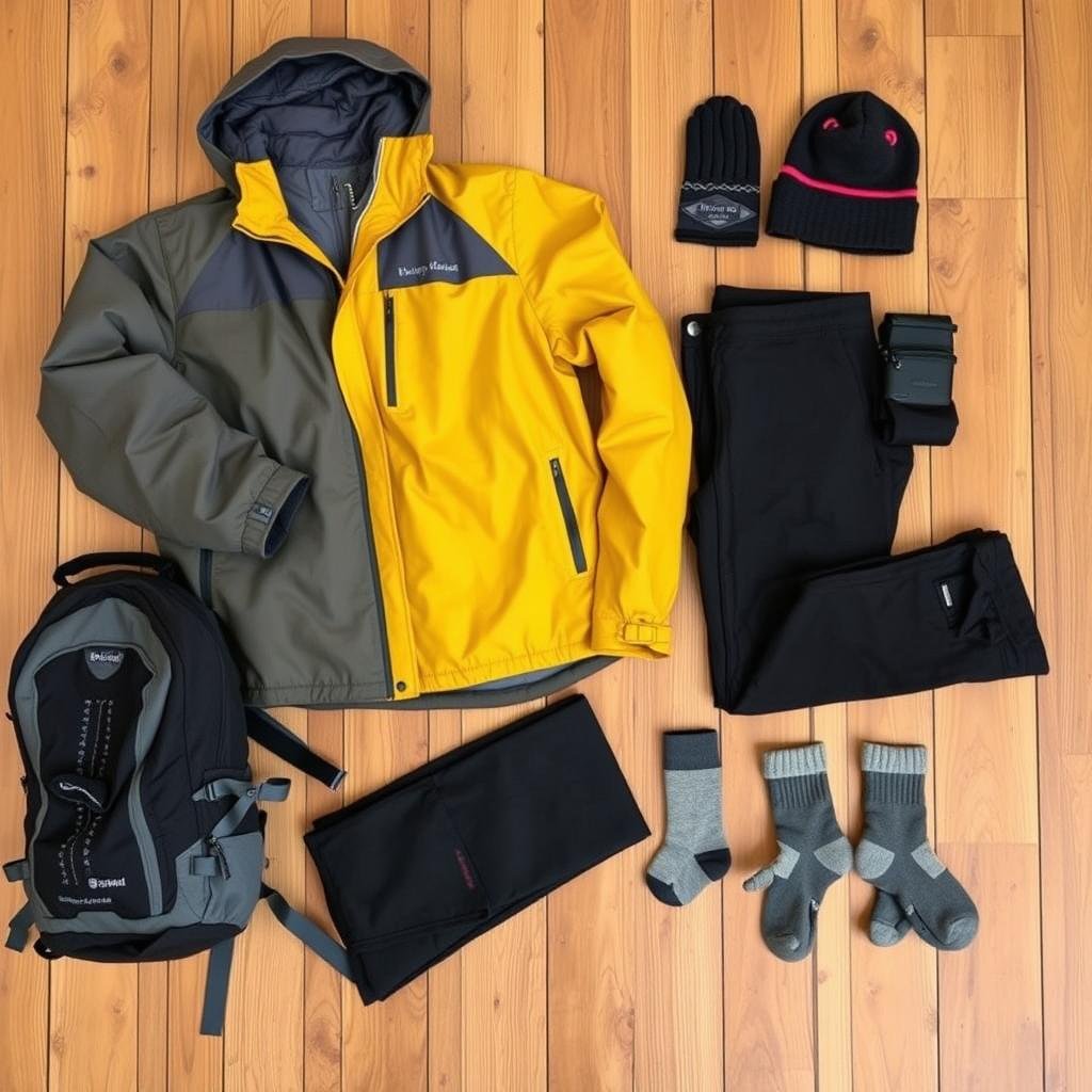 Essential clothing items for Hemkunt Sahib trek including layers and waterproof gear