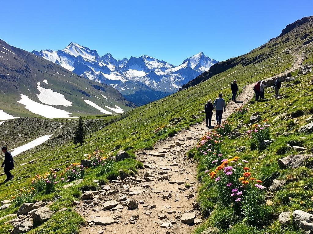 Hemkunt Sahib trail in May-June with melting snow and early visitors
