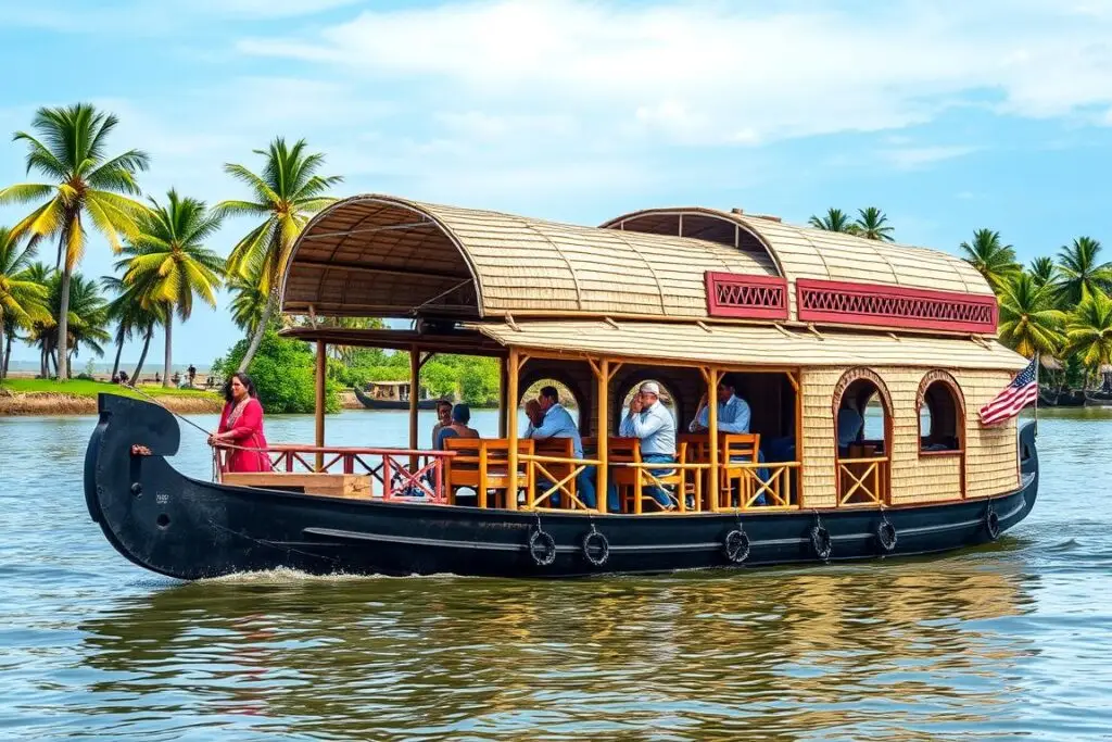 Traditional Kerala houseboat (kettuvallam) on the backwaters