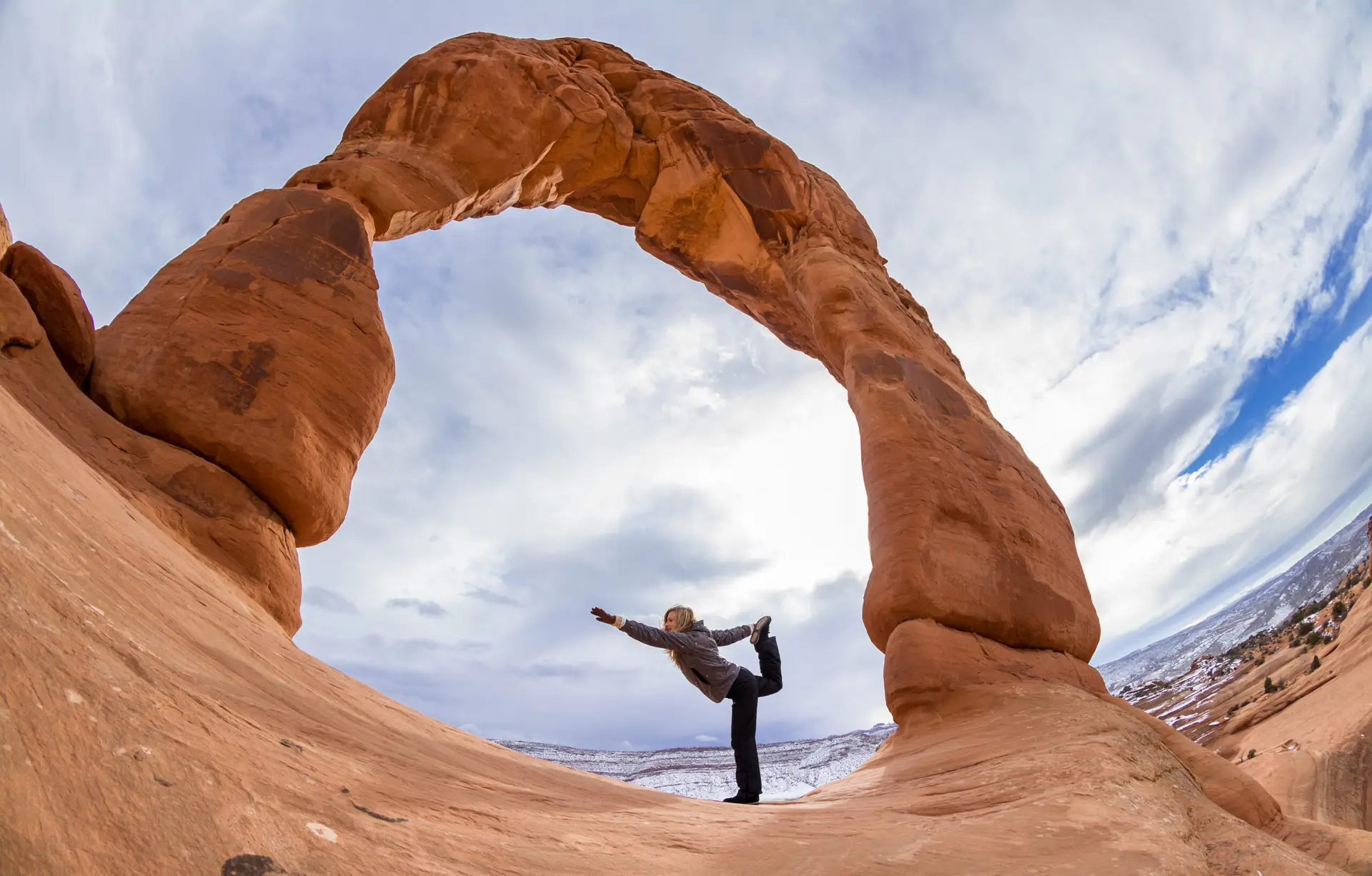 Hiker doing Yoga