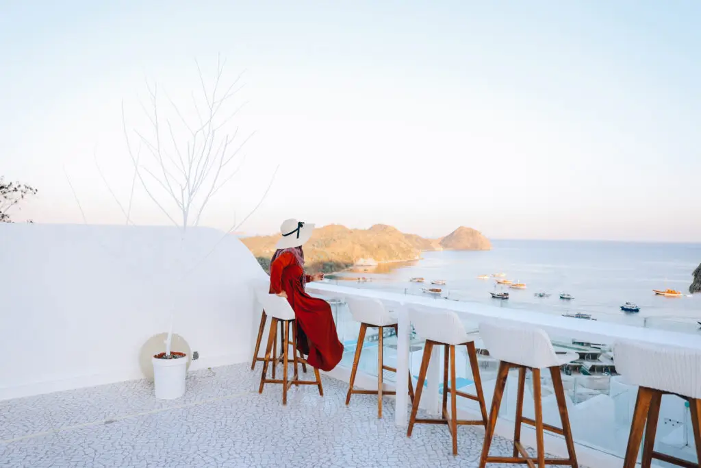 Women at beach near santorini
