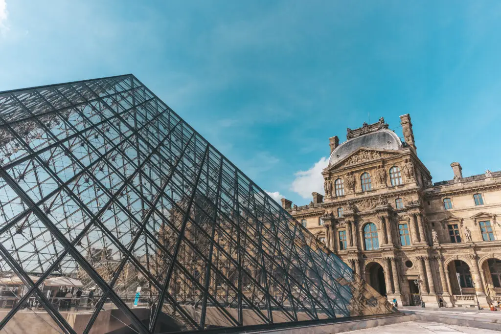 Louvre Museum exterior and courtyard in Paris