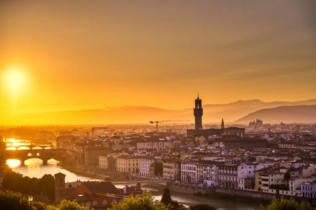 Florence skyline at sunset in Tuscany