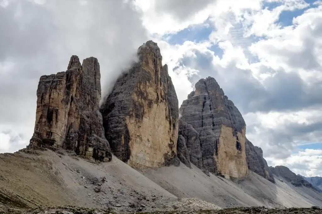 Tre Cime di Lavaredo rock towers in the Dolomites