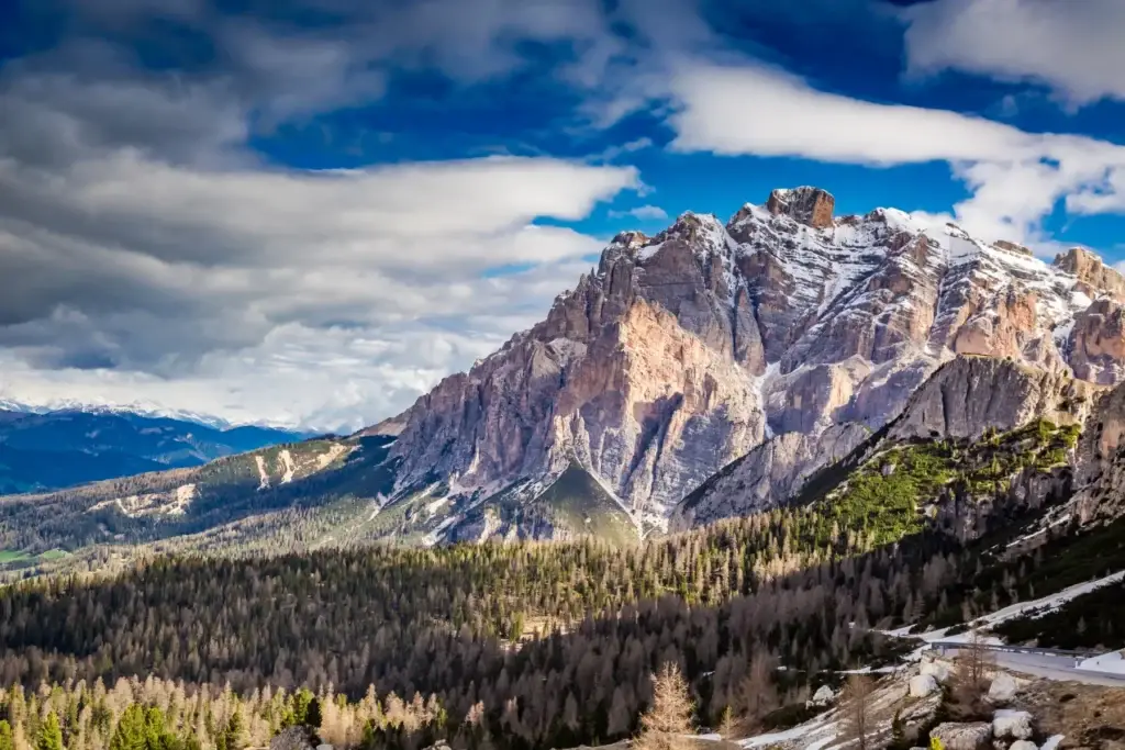 Beautiful dawn the Passo Falzarego, Dolomites, Italy