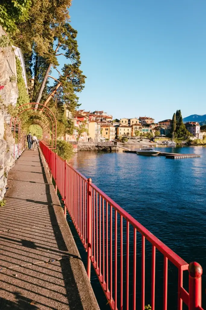 Pedestrian path along the Lake Como waterfront in Varenna
