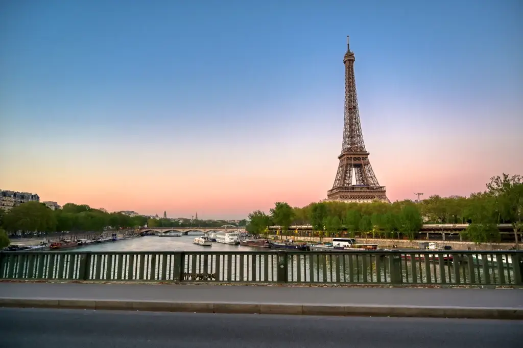 Eiffel Tower and Paris skyline across the River Seine