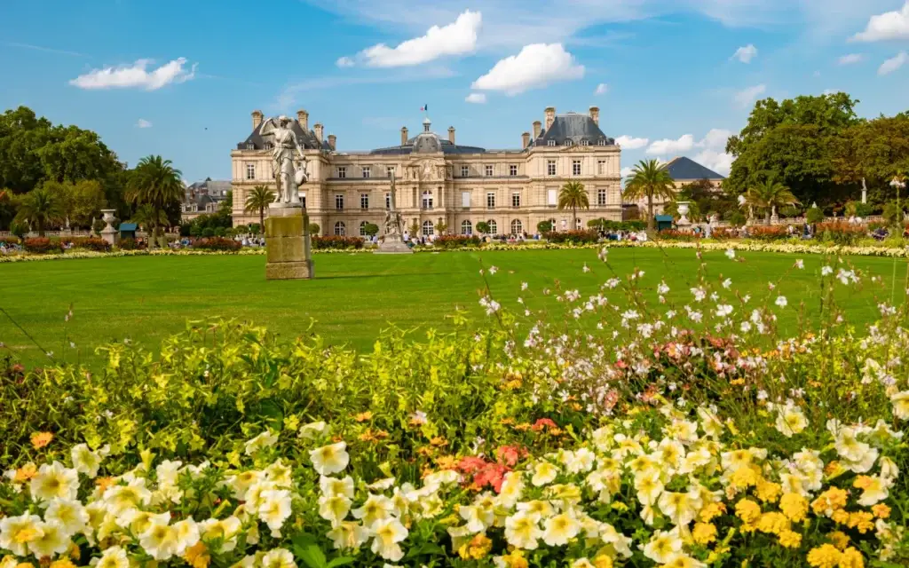 Luxembourg Garden and palace in Paris during summer