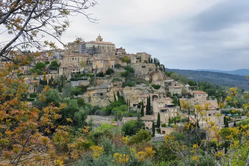 Hilltop stone village of Gordes surrounded by the Luberon landscape in Provence