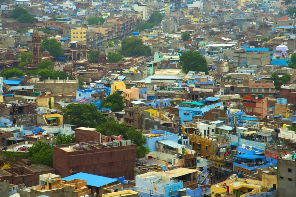 Blue-painted homes across Jodhpur in Rajasthan