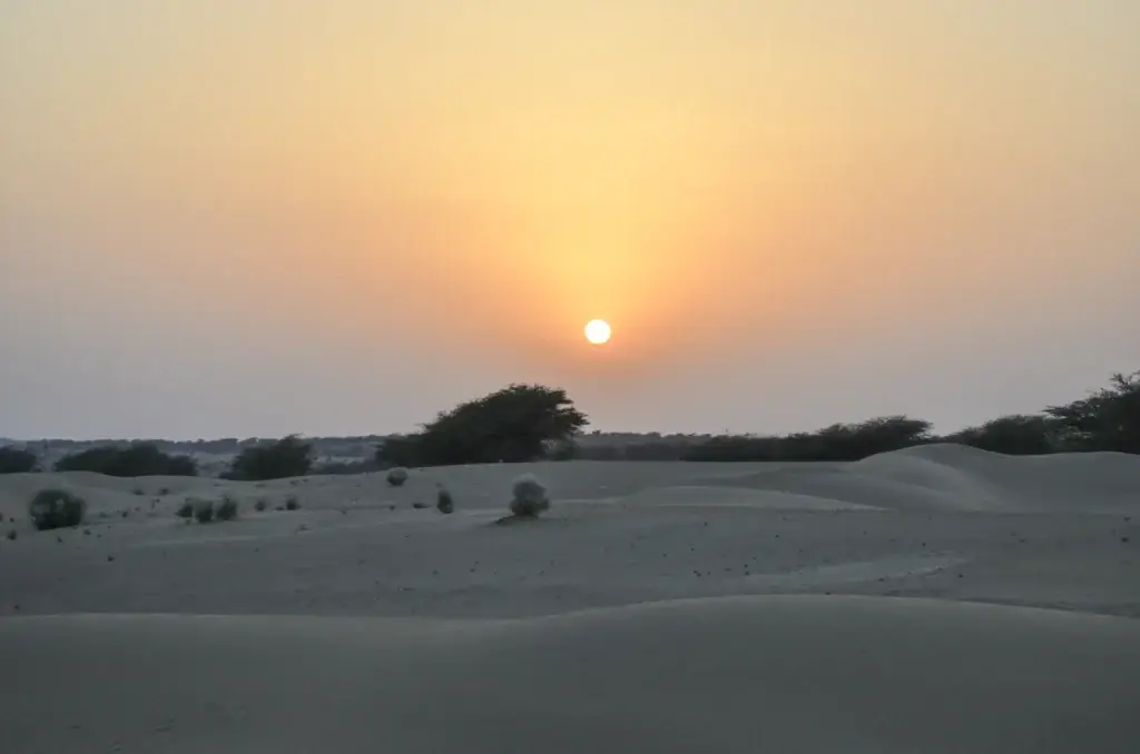 Sunset over the desert, Rajasthan, India.