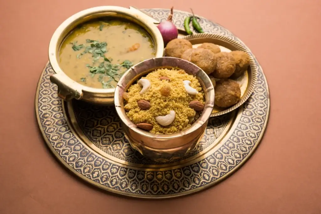 Delicious Indian Cuisine on Golden Decorative Plate