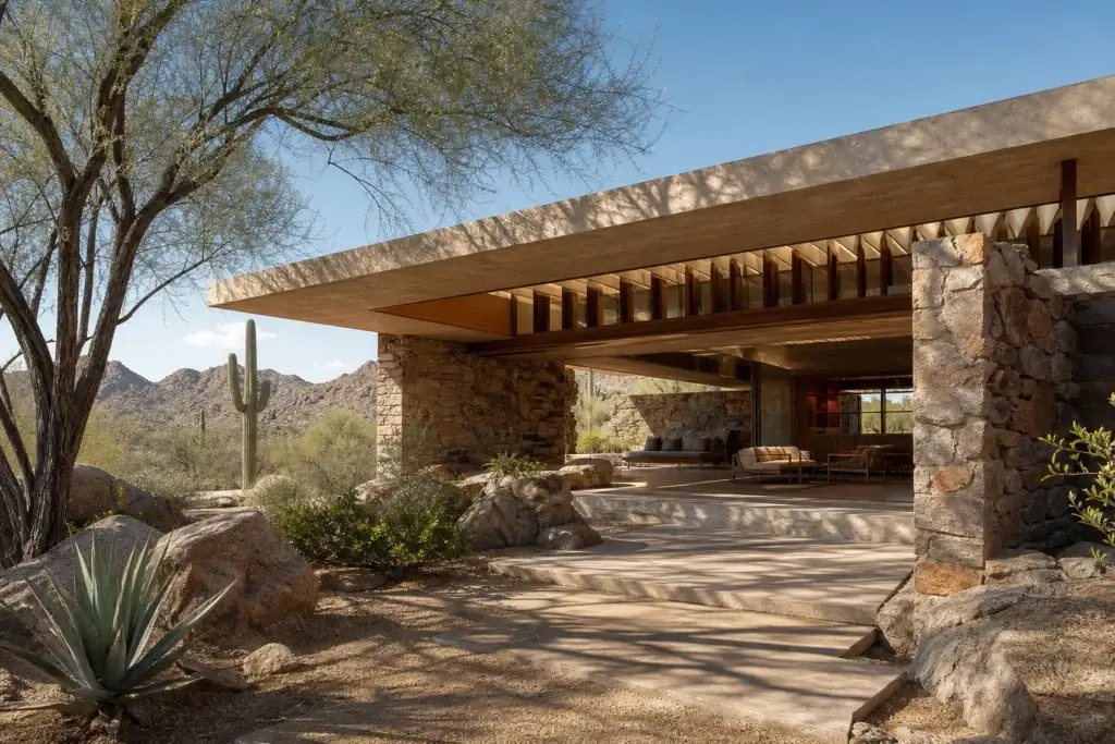 Climate-responsive modernist pavilion in the Sonoran Desert near Scottsdale