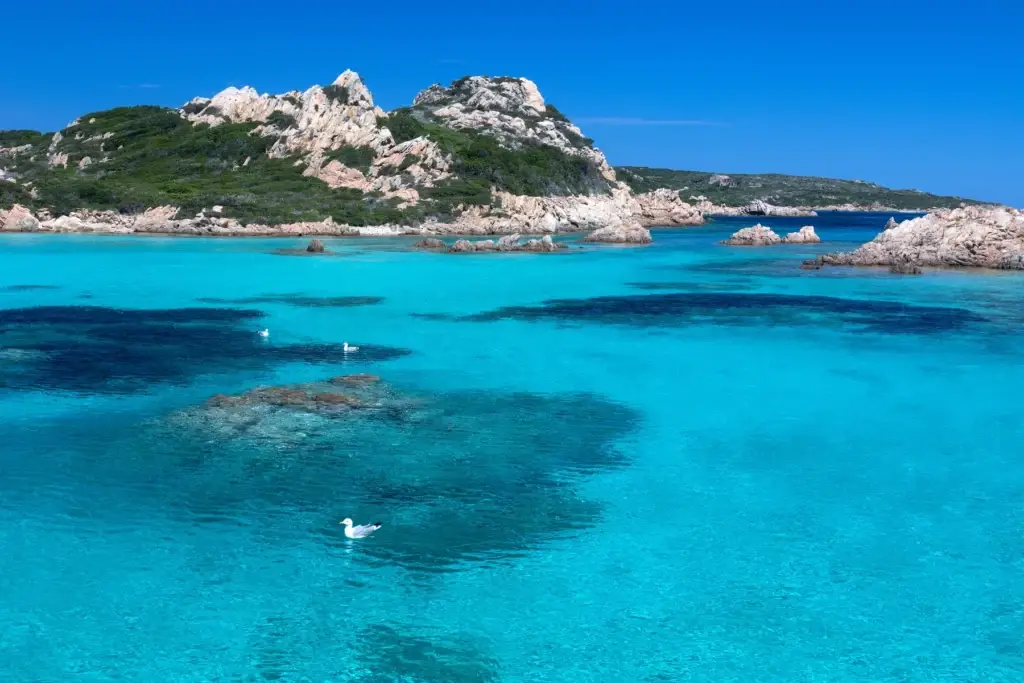 Turquoise water and granite islands in the La Maddalena Archipelago