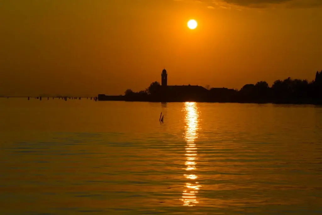 Sunset over Mazzorbo Island in the Venice Lagoon