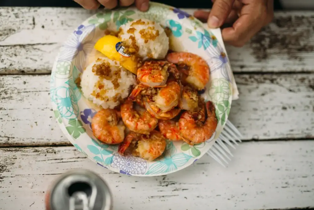 Delicious Shrimp Plate with Rice and Lemon