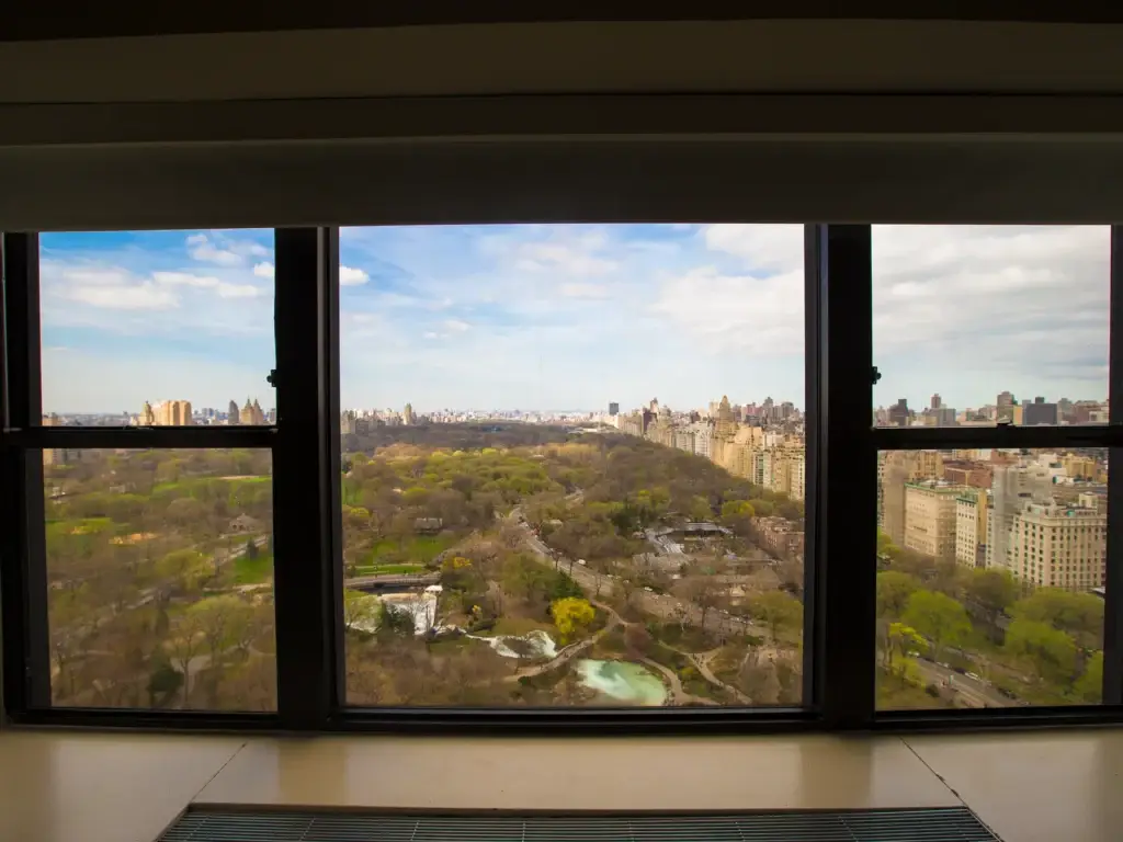 Central Park viewed from a Manhattan hotel window