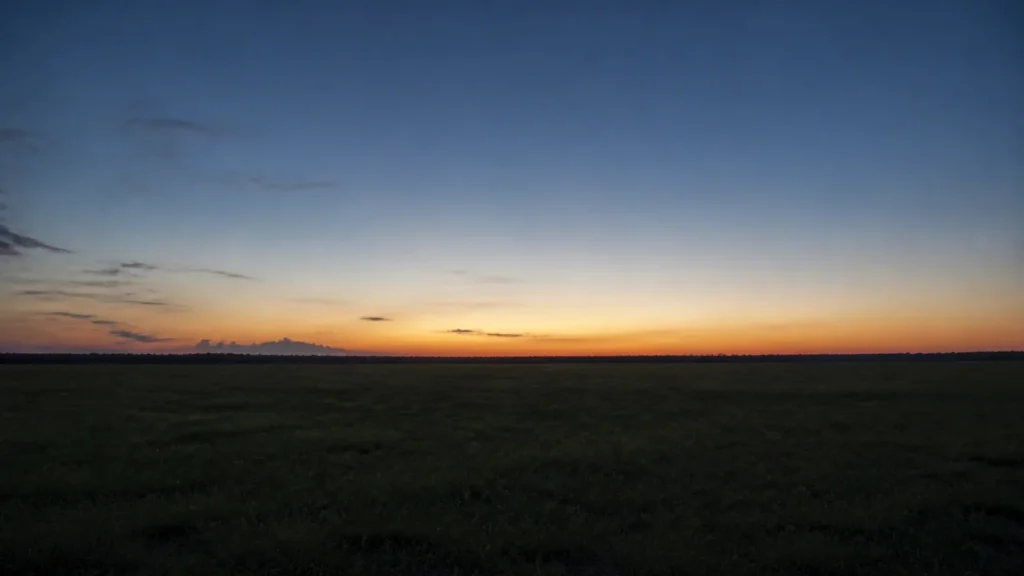 AI-generated editorial visualization of a non-program rural twilight atmosphere in southern Paraguay; it does not depict San Cosme, a mission site, an event or current access.