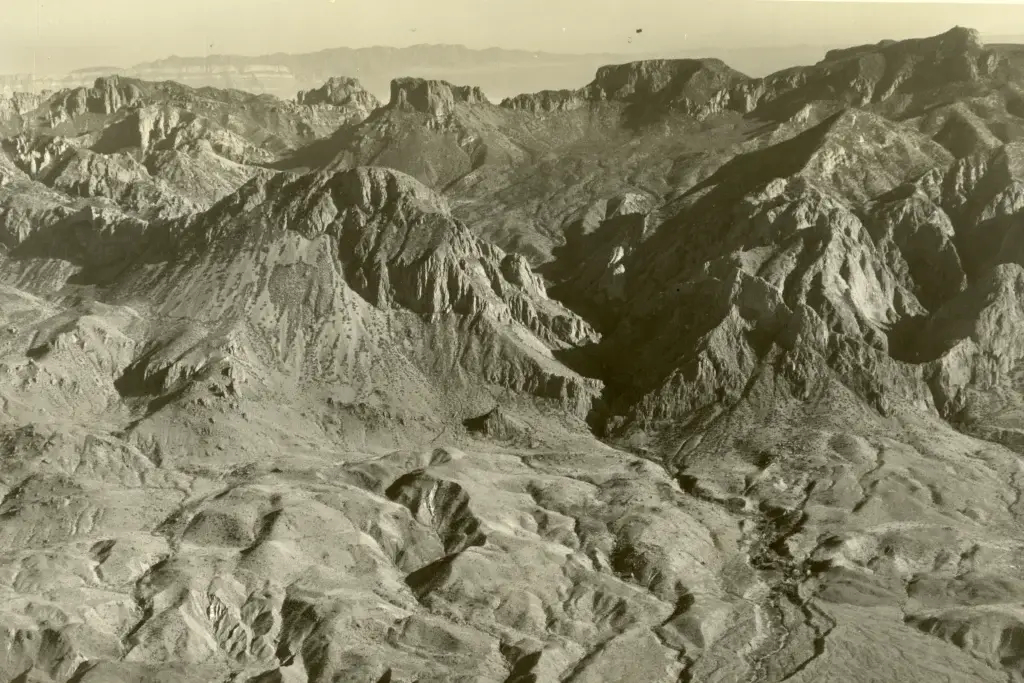 Chisos Mountains looking east through the Window into the Chisos Basin in Big Bend National Park