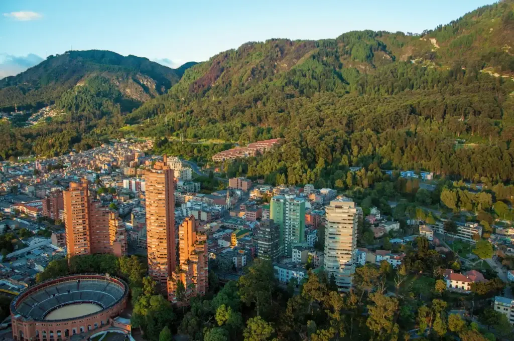 Exact Bogotá panorama with the eastern Andes and identifiable city context