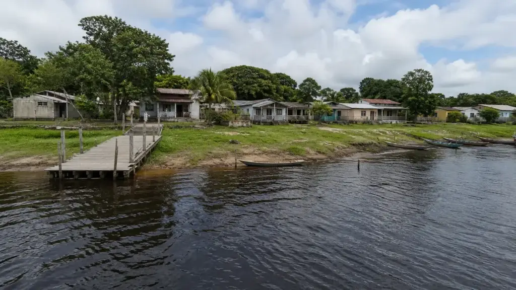 AI-generated editorial visualization of Novo Airão, Amazonas.