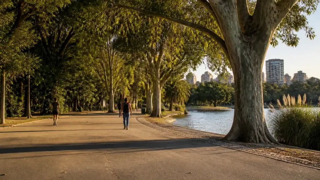 Exact Palermo park, residential street or neighborhood composition with Buenos Aires context