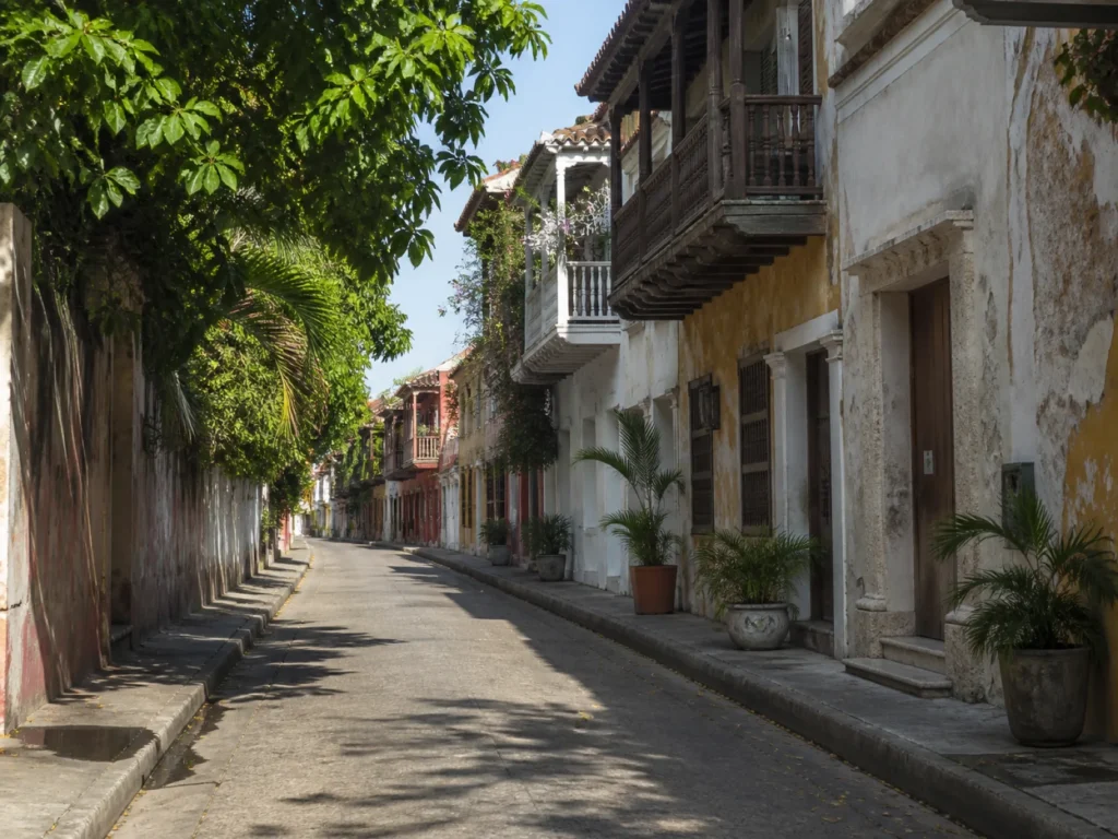 AI-generated editorial visualization of Getsemaní, Cartagena.