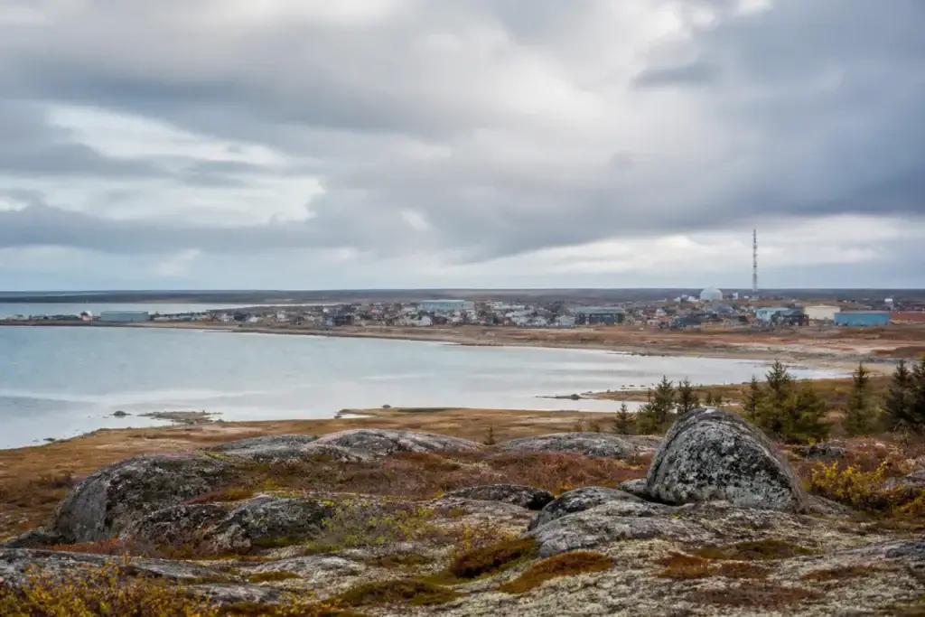 Documented Churchill Manitoba coastal tundra or town-and-bay landscape