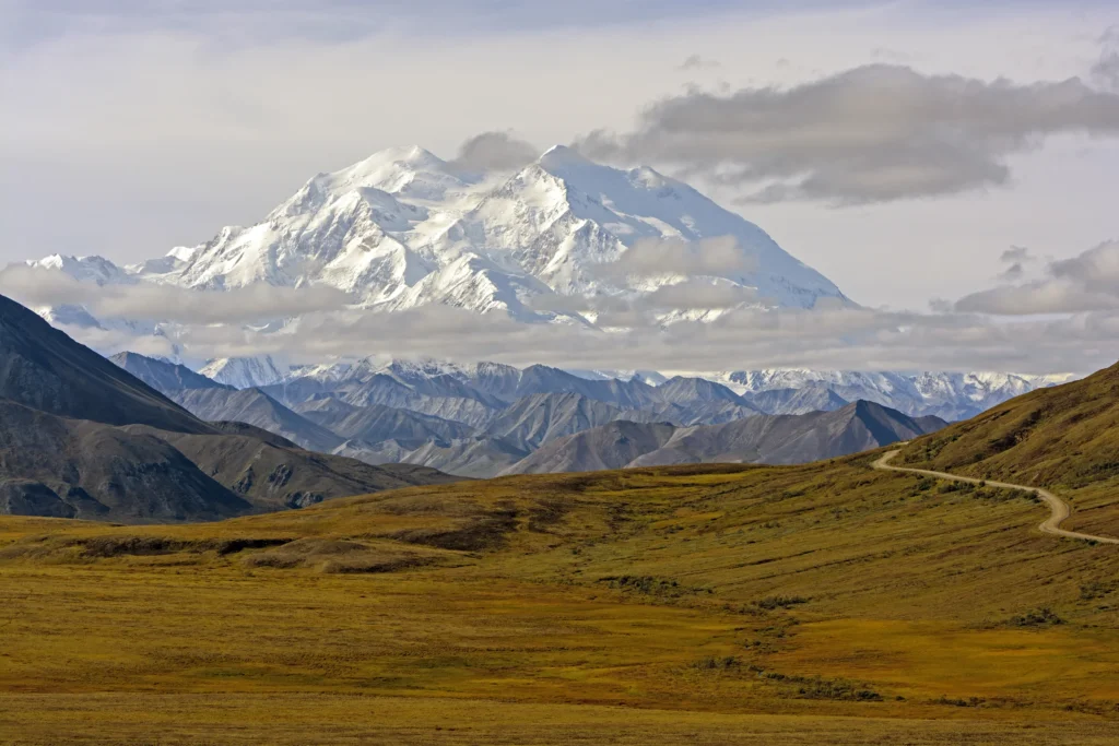 Denali and the Alaska Range from a documented Talkeetna or Denali National Park viewpoint