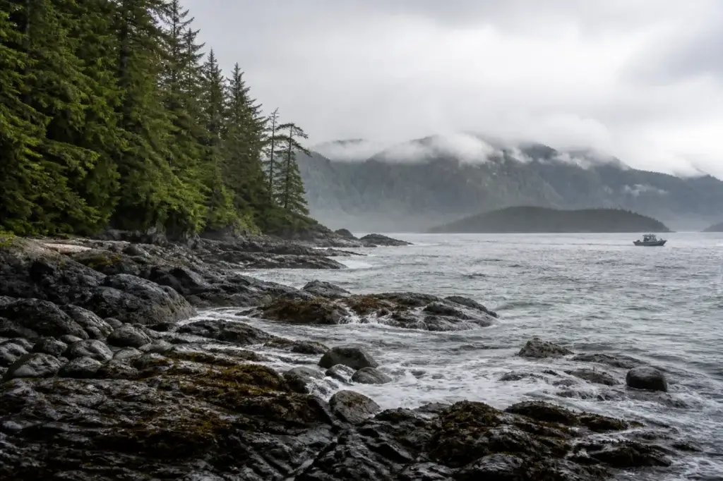 Documented public Haida Gwaii coastline or forest with exact location metadata