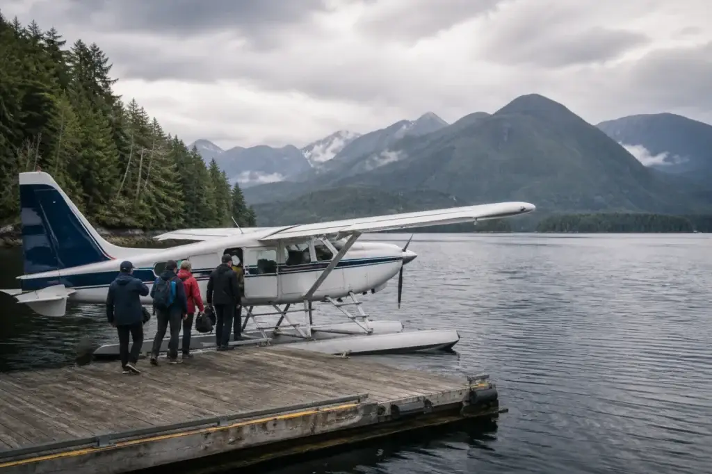 Documented licensed Gwaii Haanas boat or authorized seaplane in safe operating context
