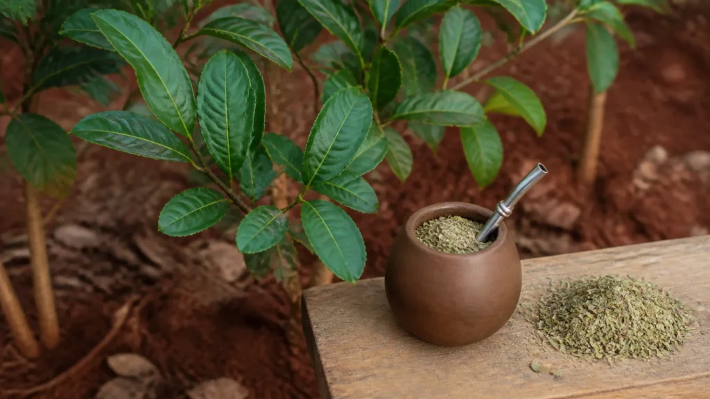 AI-generated editorial visualization of Trace yerba mate without medicinal claims.