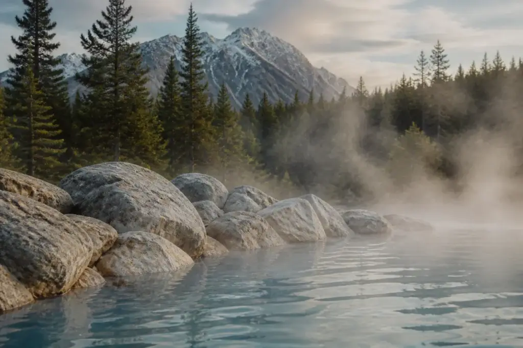 Documented Miette Hot Springs exterior, public pool or Fiddle Valley context