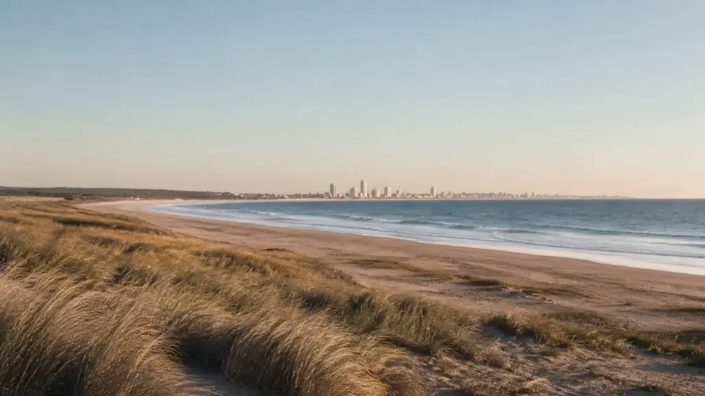 AI-generated editorial visualization of Maldonado coast, Uruguay.