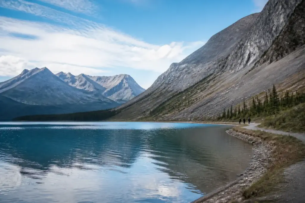 Exact Spray Valley trail or lake landscape with a lawful guided-travel context