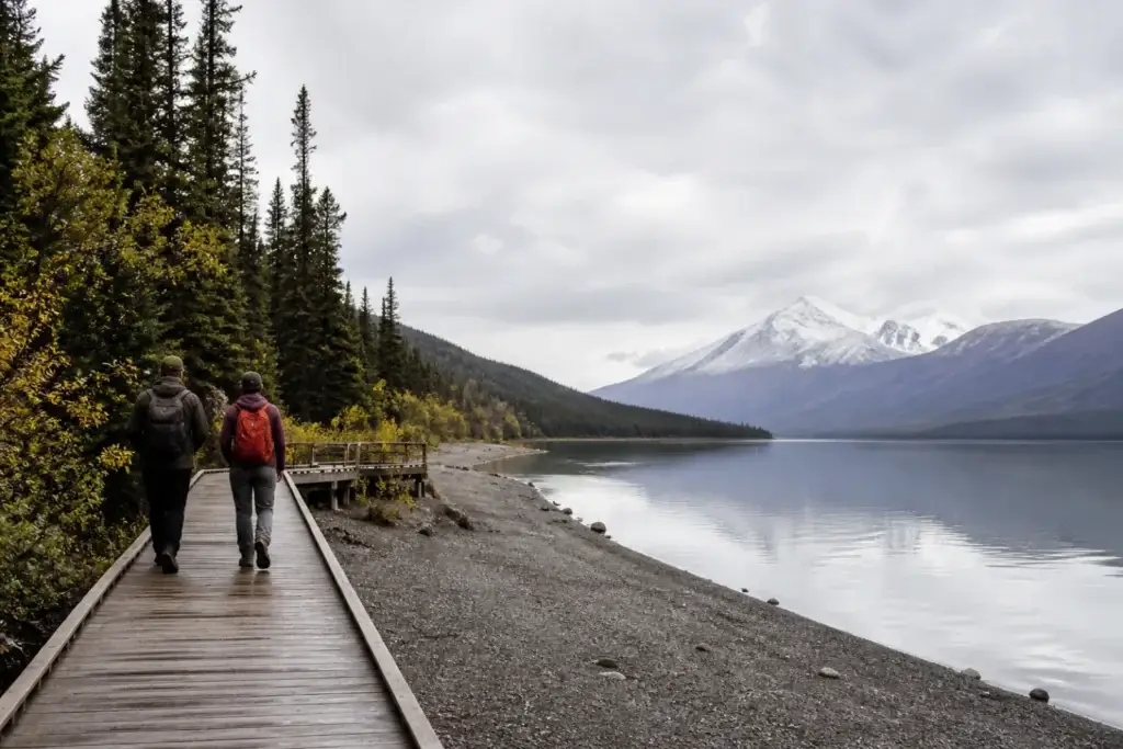 Documented Kokanee Trail boardwalk or Kathleen Lake day-use shoreline