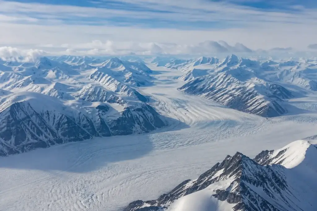 Documented Kluane Icefield Ranges aerial view from authorized operation