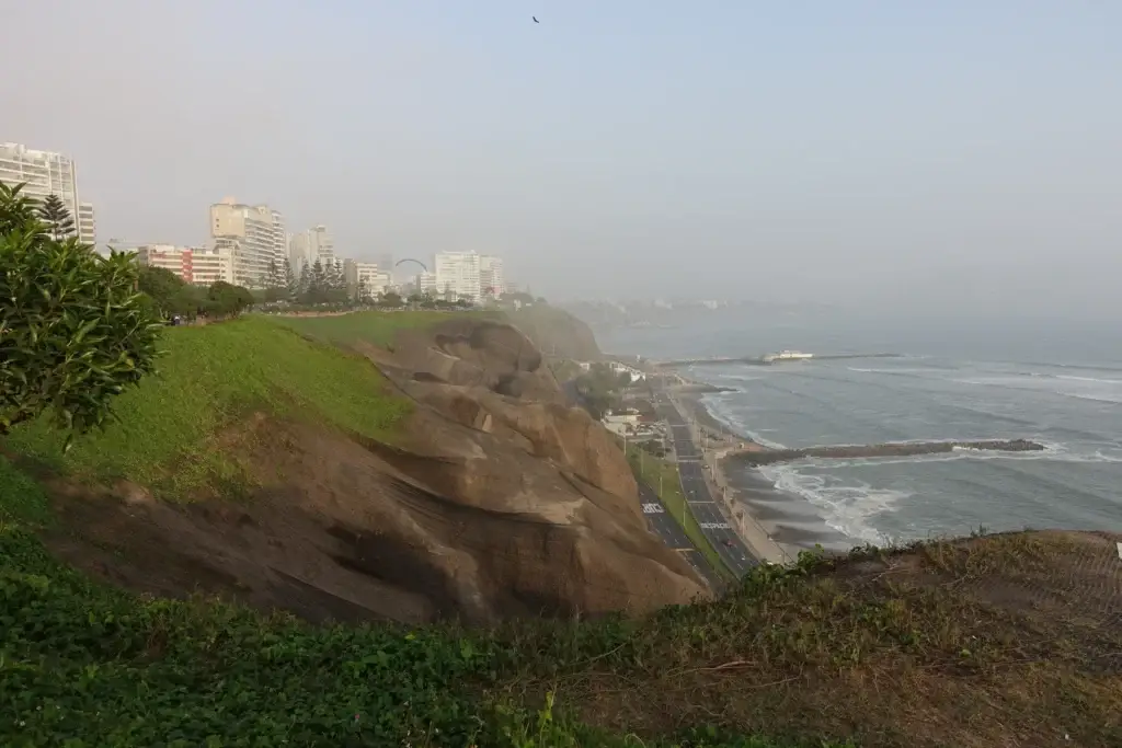 Exact Miraflores malecon or district streetscape with Lima context
