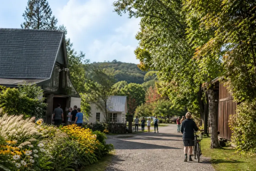 Val-David public art, village exhibition center, heritage railway station or authorized maker event