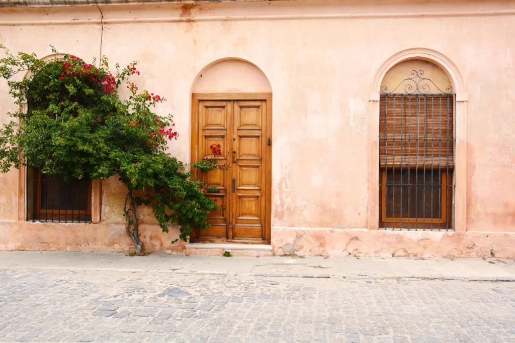 Front View Of An Old House In Colonia Del Sacramento, Uruguay.