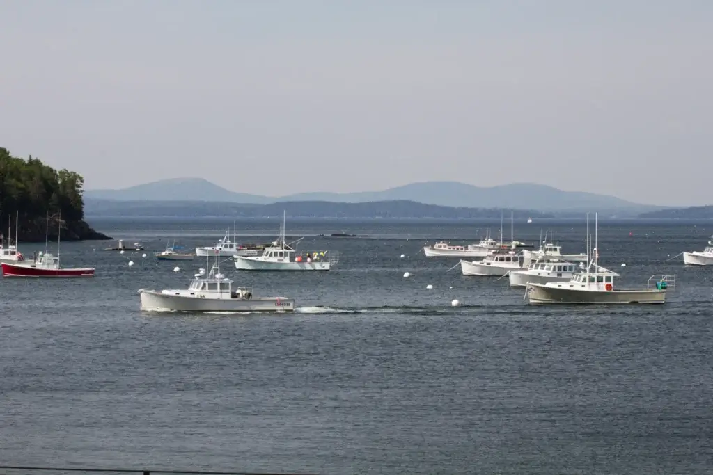 Bar Harbor Maine waterfront or village streetscape
