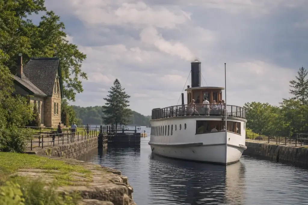 Documented Port Carling locks, historic public vessel or Muskoka Lakes Museum context
