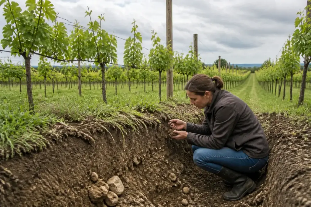 Documented Niagara-on-the-Lake vineyard, soil profile or cellar work with exact location metadata
