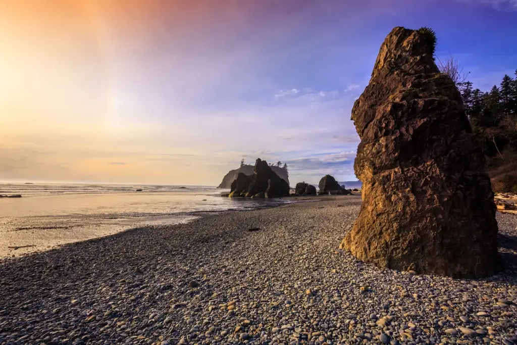 Exact Olympic National Park beach with sea stacks or tidepools