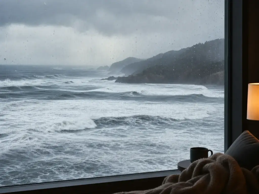 Oregon Coast storm waves from protected viewpoint