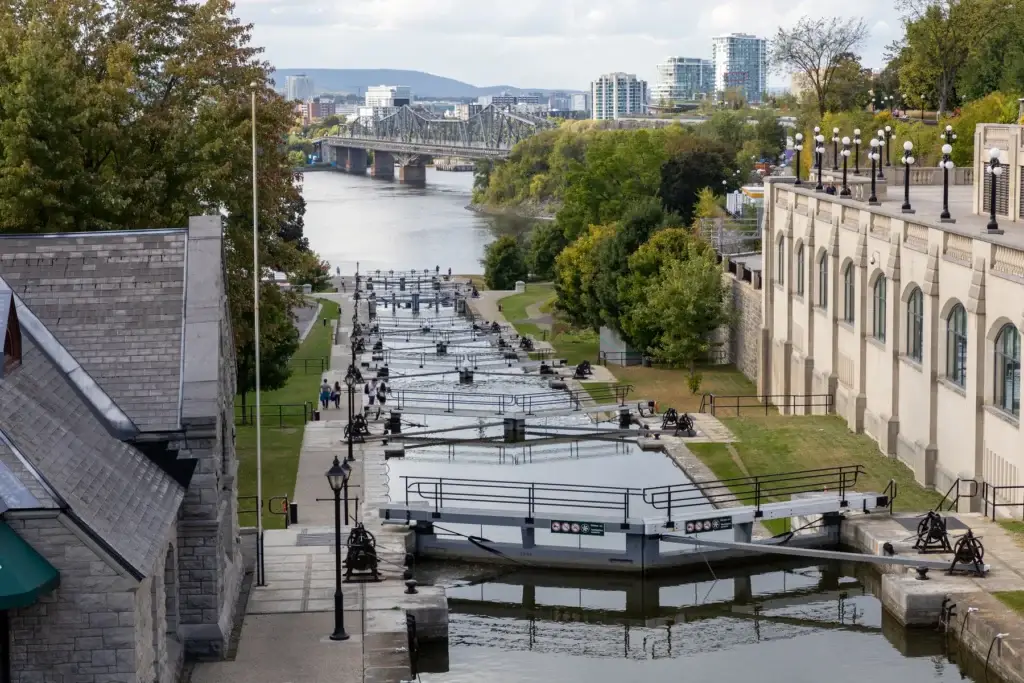 Boat or paddlecraft moving through Merrickville or another exact Rideau Canal lockstation