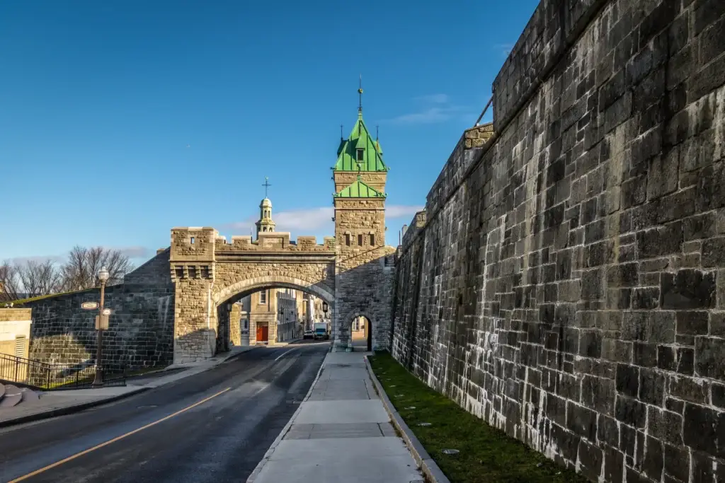 Old Québec inside the walls, with a gate, rampart or exact historic streetscape