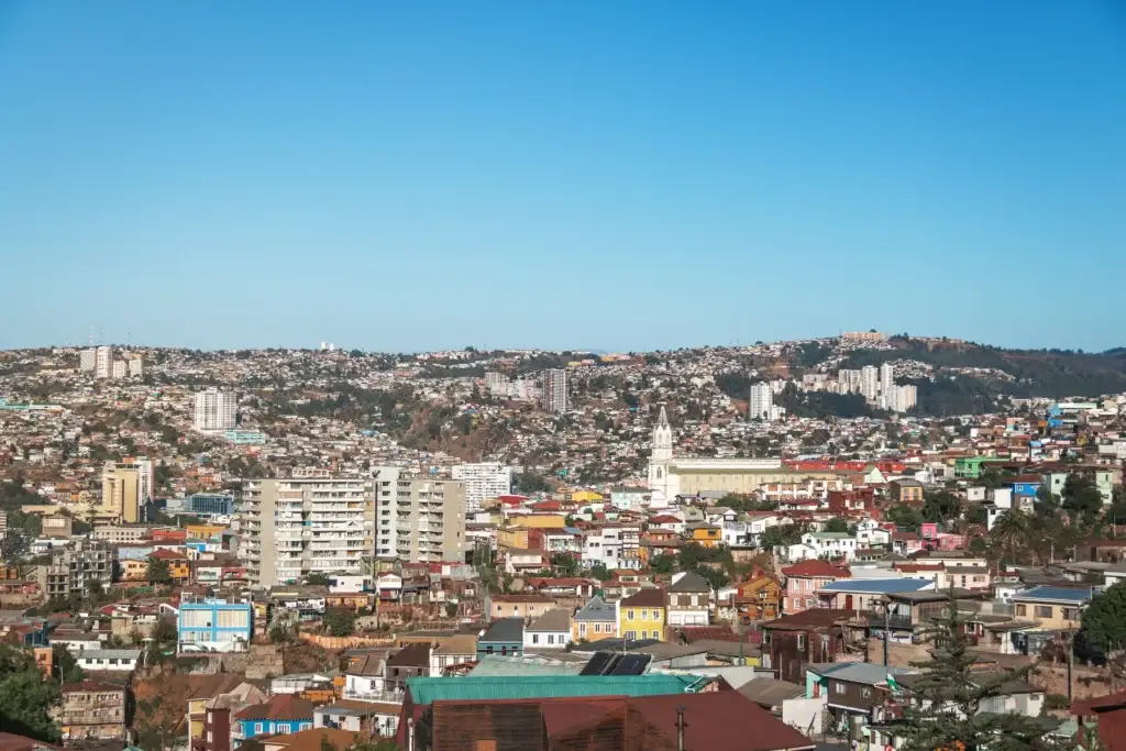 Exact Cerro Alegre or Cerro Concepcion urban landscape with Valparaiso port or hills