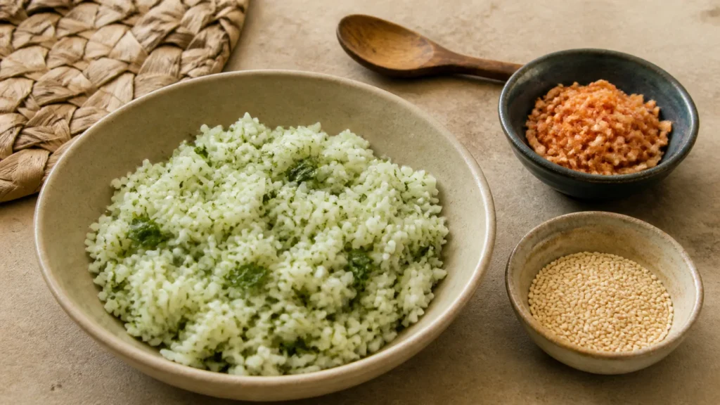 AI-generated editorial visualization of Maranhao foodways associated with arroz de cuxa; it is not an exact recipe or venue.