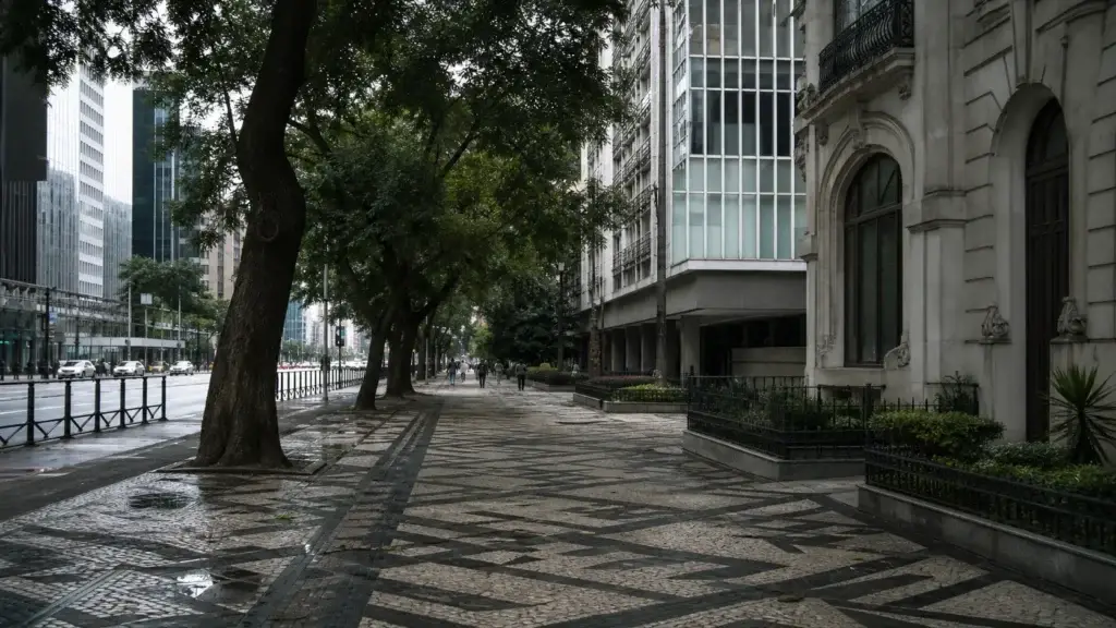 AI-generated editorial visualization of Avenida Paulista.